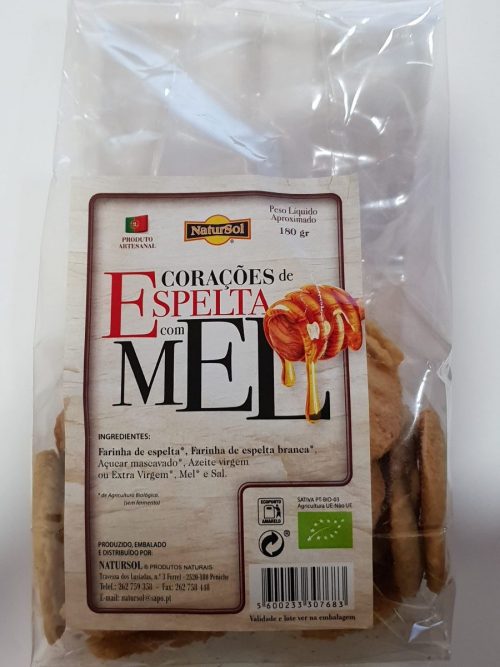 CORAÇÕES ESPELTA C/MEL BIO 180GRS NATURSOL