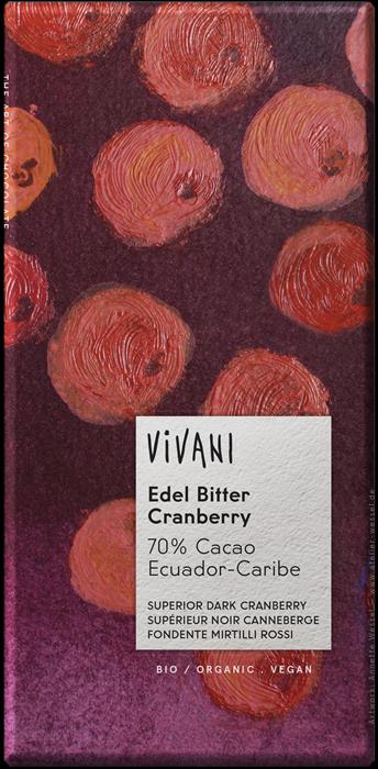 CHOCOLATE NEGRO C/MORANGO BIO 70%CACAU 100GRS VIVANI