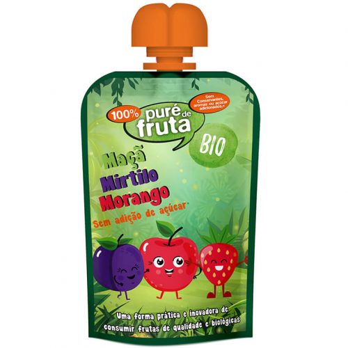 Puré Fruta/Doypack Maçã Mirtilo Morango S/Glúten