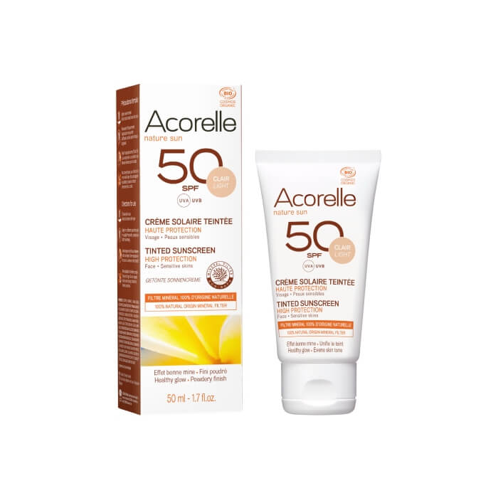 ACORELLE - PROTETOR SOLAR COM COR HIPOALERGÉNICO SPF 50 CLAIRE LIGHT