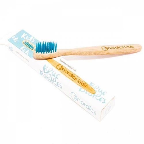 Escova de dentes de bambu azul para crianças, Nordics Oral Care
