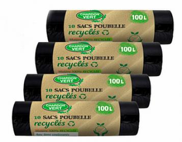 sacos do lixo ecológicos 100lt chardon vert 10 unid