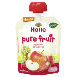 PURÉ FRUTA MAÇÃ MORANGO 8M BIO 90G HOLLE